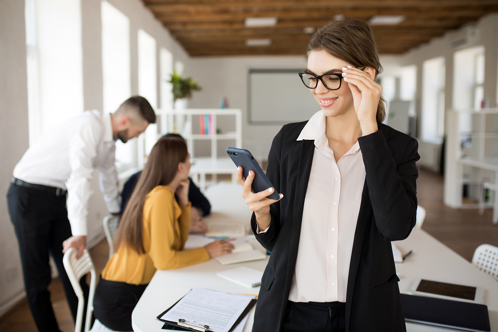 Young woman executive smiling